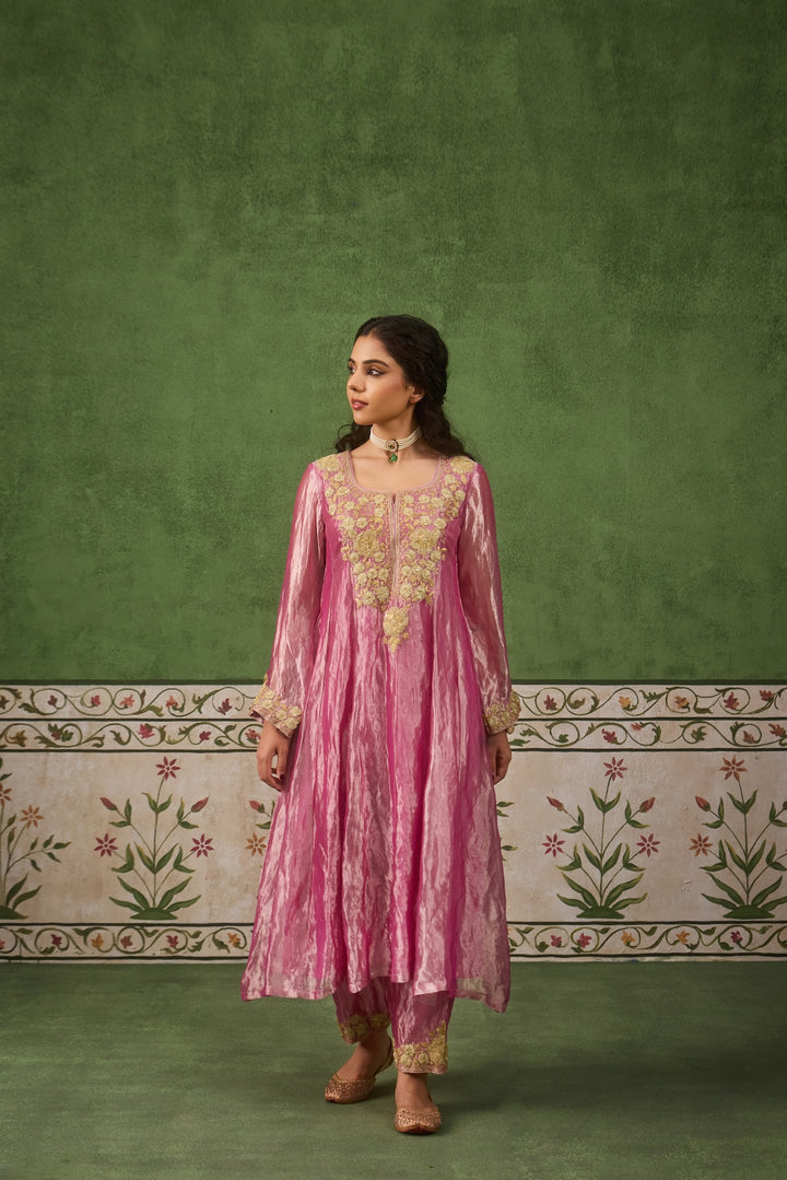 Reet Mauve Tissue Anarkali Kurta Set of 3