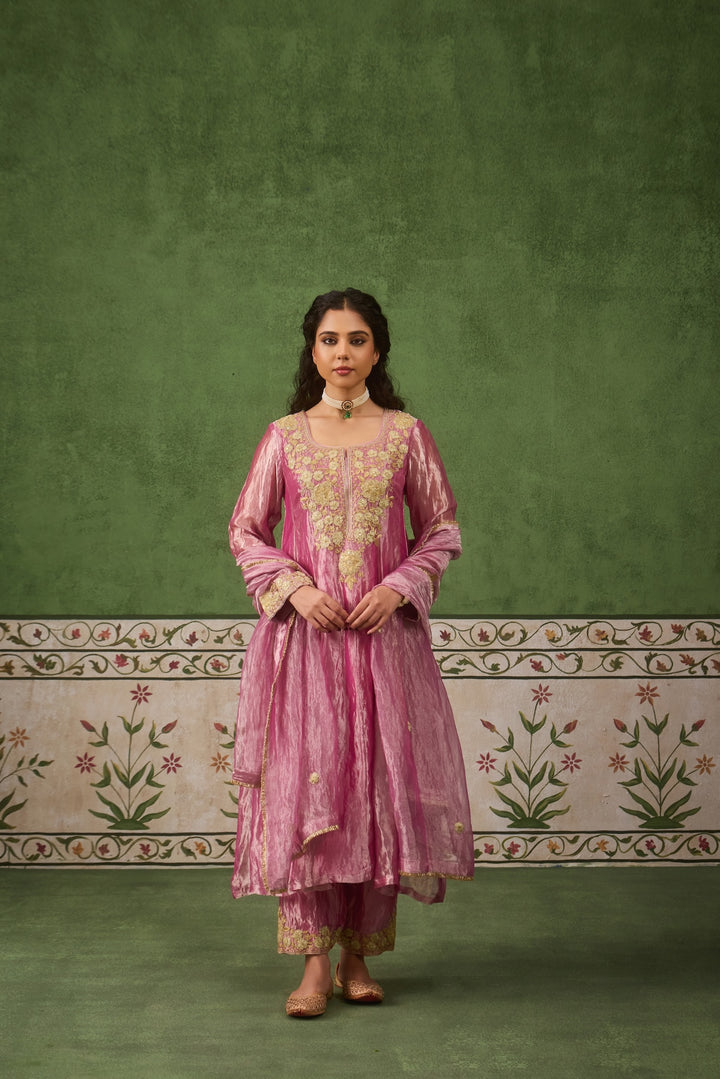 Reet Mauve Tissue Anarkali Kurta Set of 3