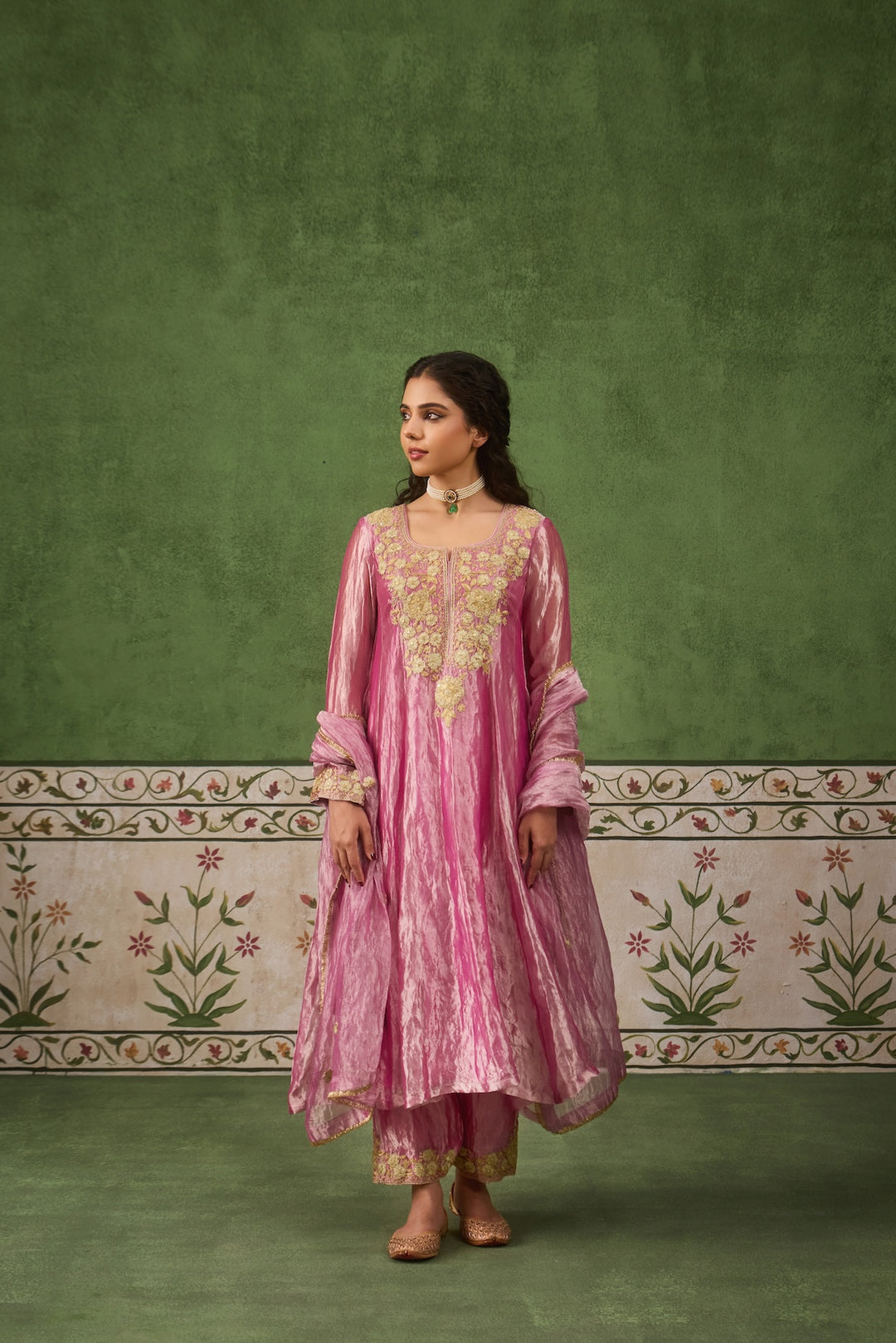 Reet Mauve Tissue Anarkali Kurta Set of 3