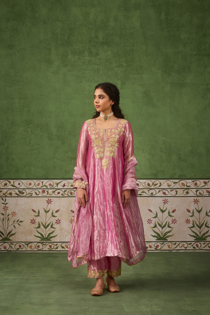 Reet Mauve Tissue Anarkali Kurta Set of 3