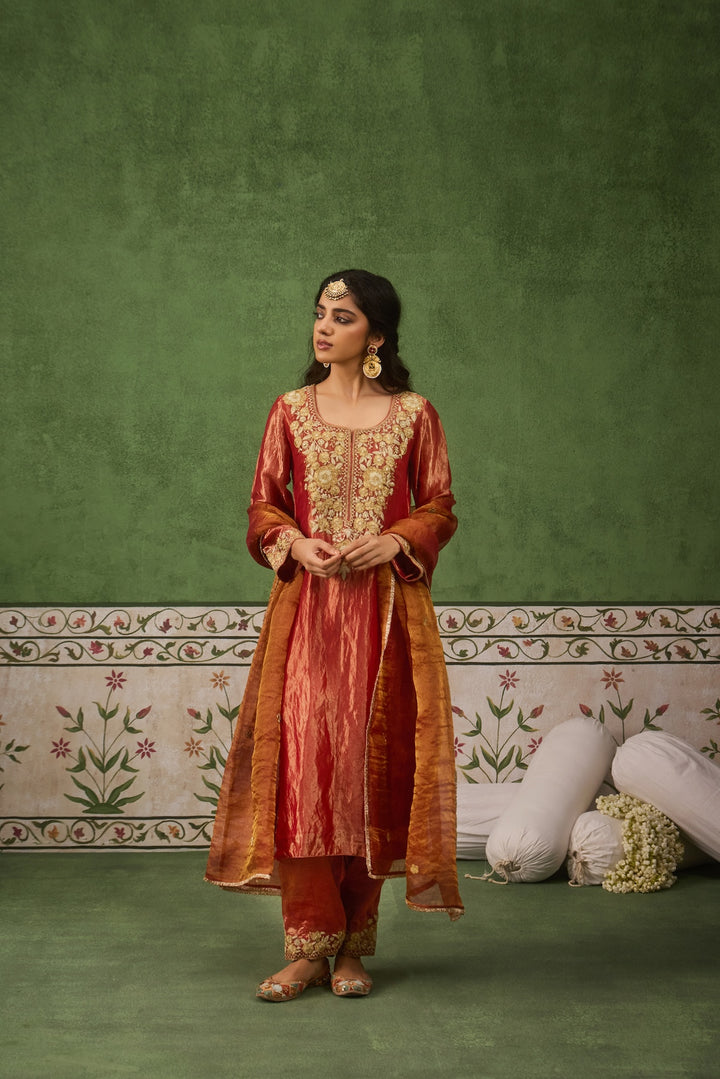 Reet Red Tissue Kurta Set of 3