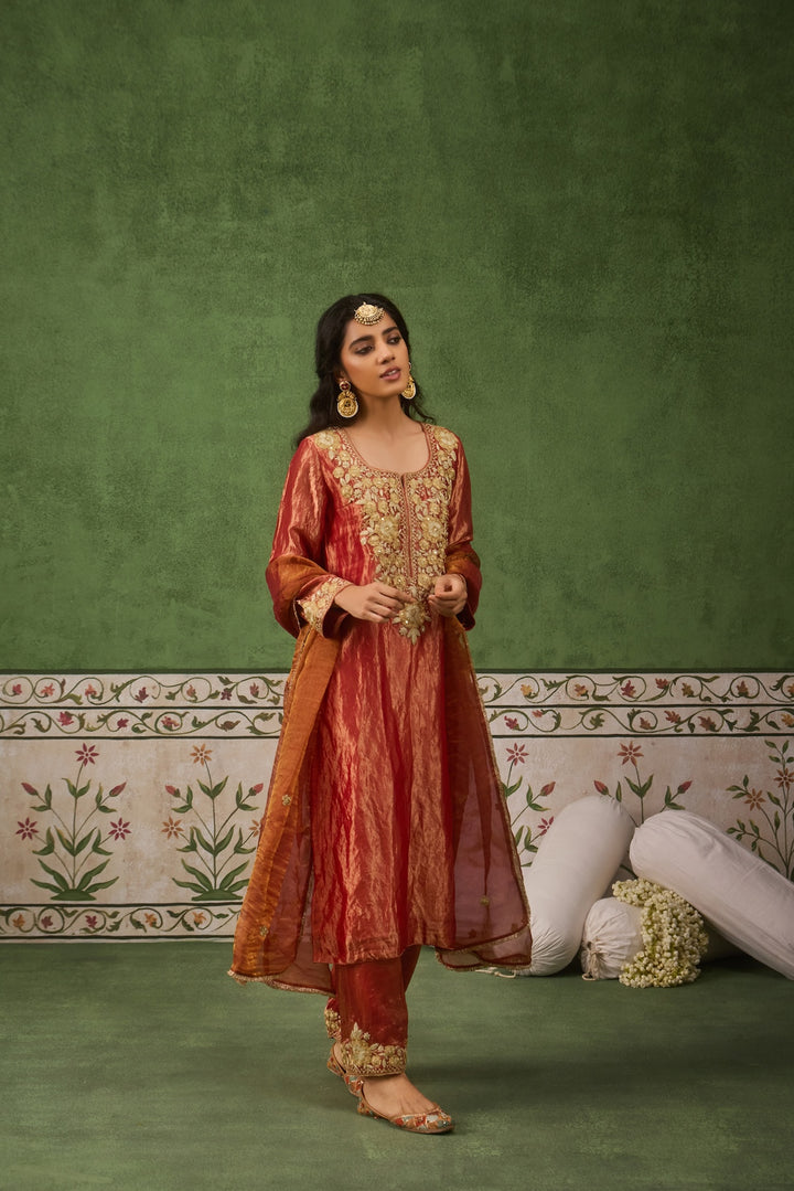 Reet Red Tissue Kurta Set of 3