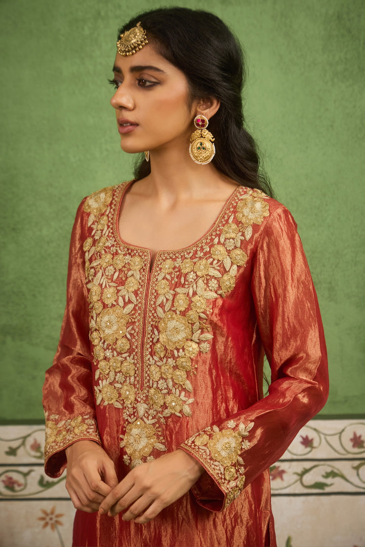 Reet Red Tissue Kurta Set of 3