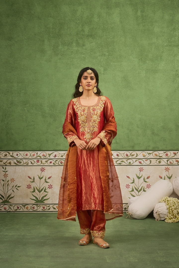 Reet Red Tissue Kurta Set of 3