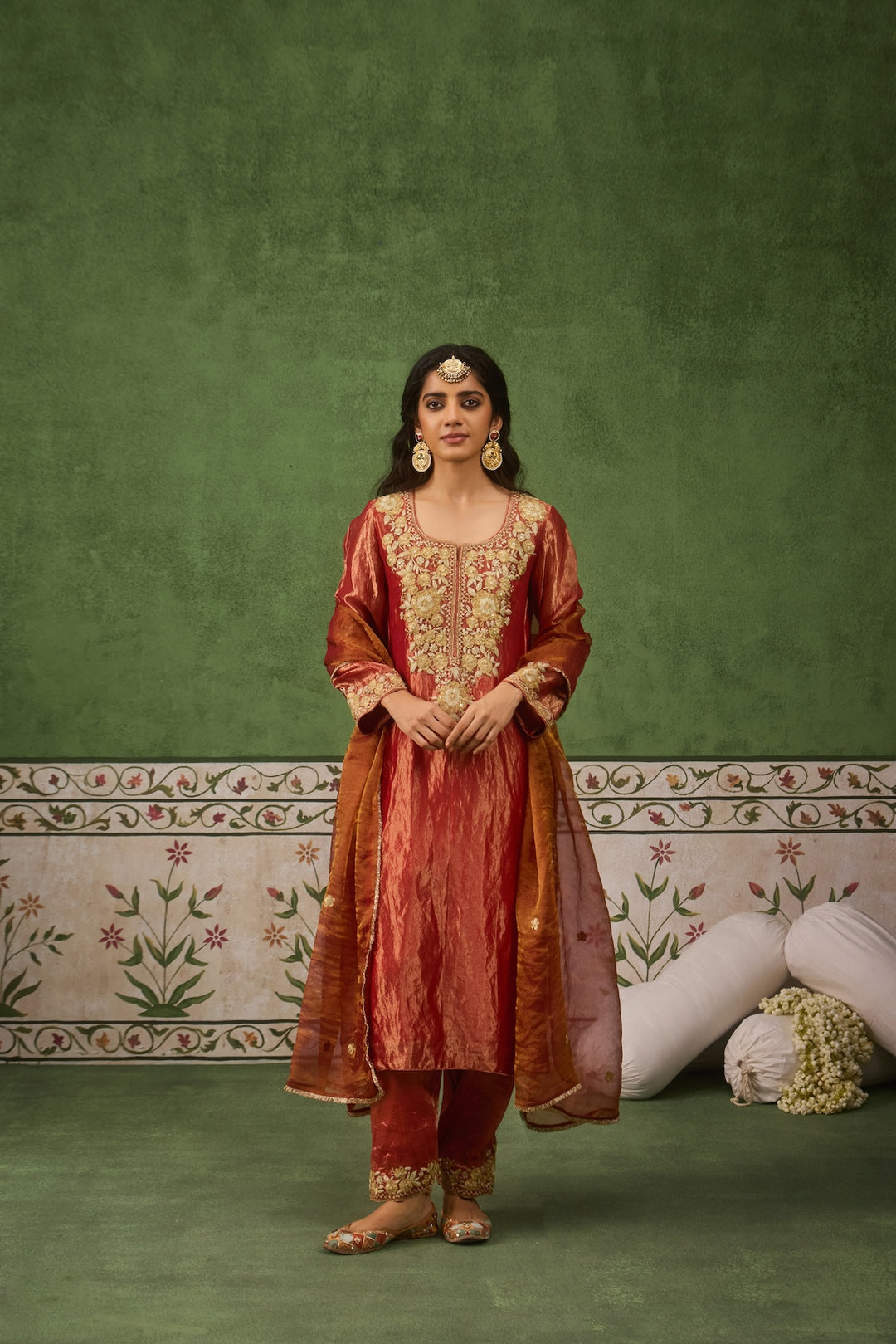 Reet Red Tissue Kurta Set of 3