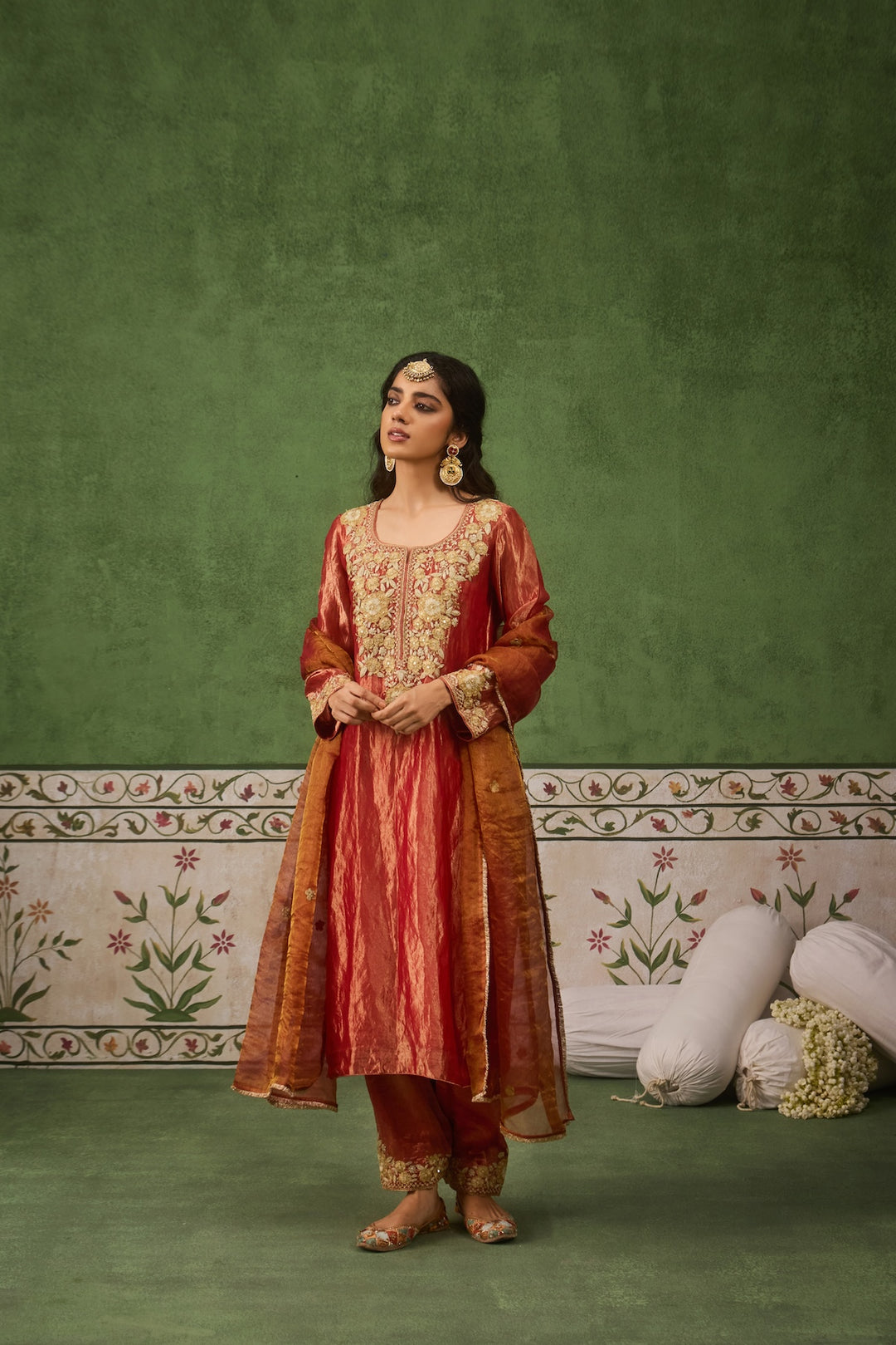 Reet Red Tissue Kurta Set of 3