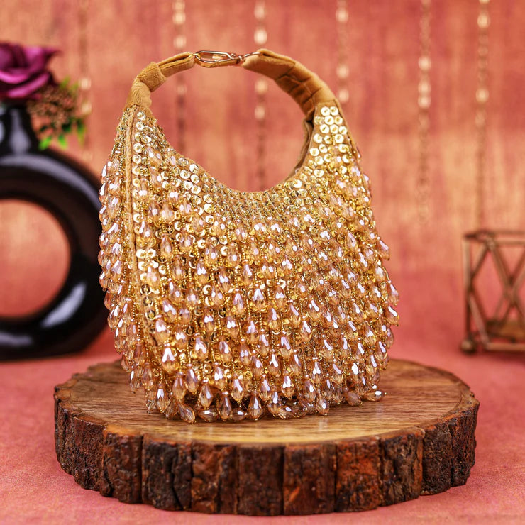 Golden crystal moon bag