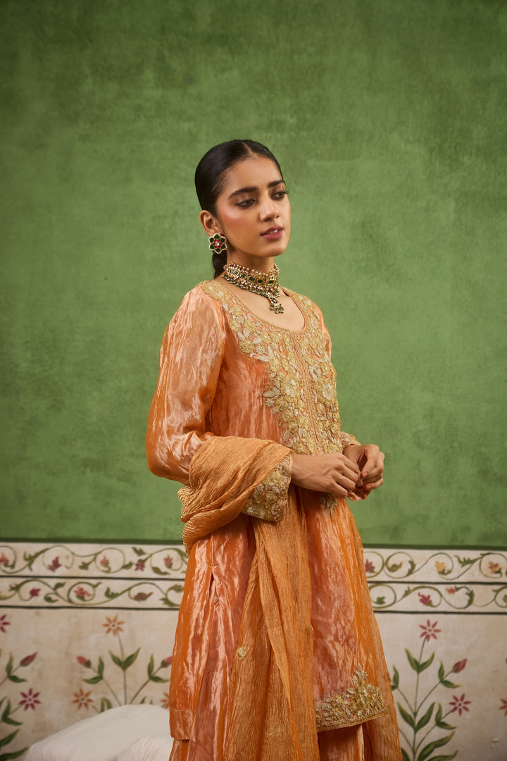 Reet Orange Tissue Sharara Set of 3