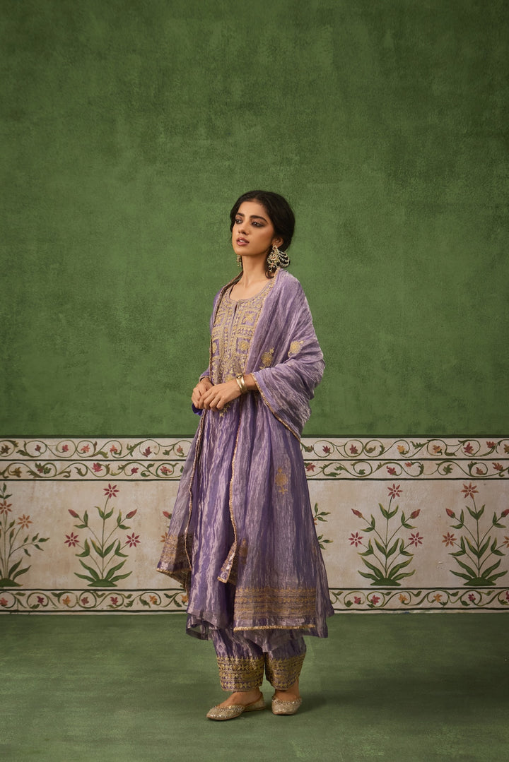 Reet Lilac Tissue Anarkali Kurta Set of 3