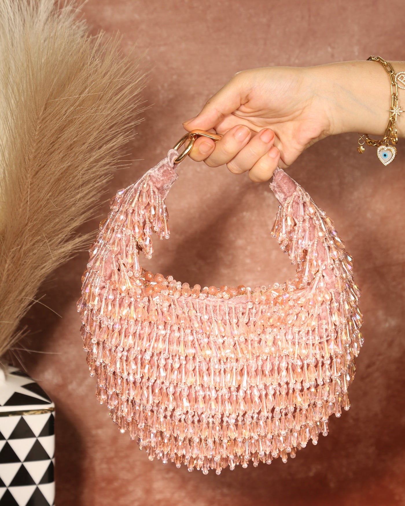 Pink crystal moon bag