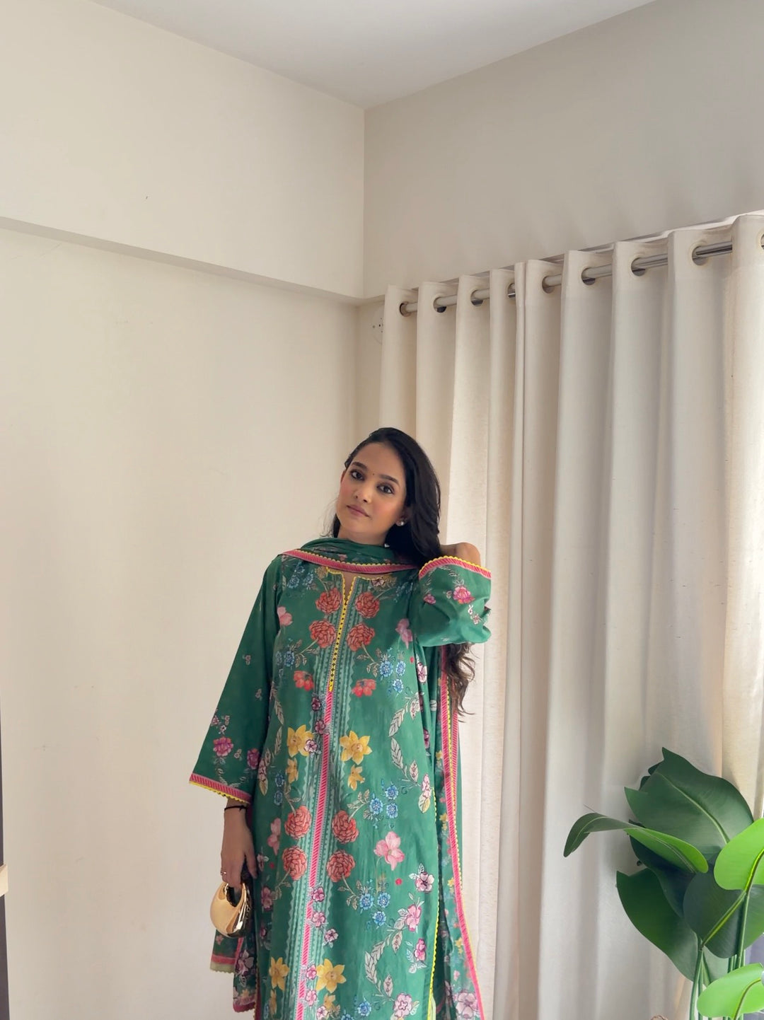Jugni Green Kurta with Palazzo and Dupatta Set of 3