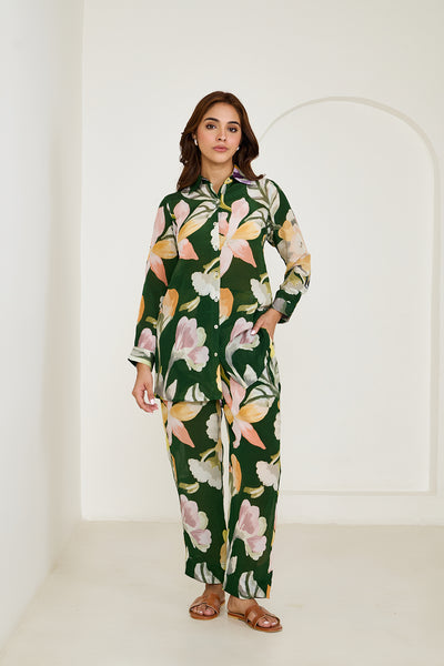 Forest Green Abstract Co-ord Set - Set of 2