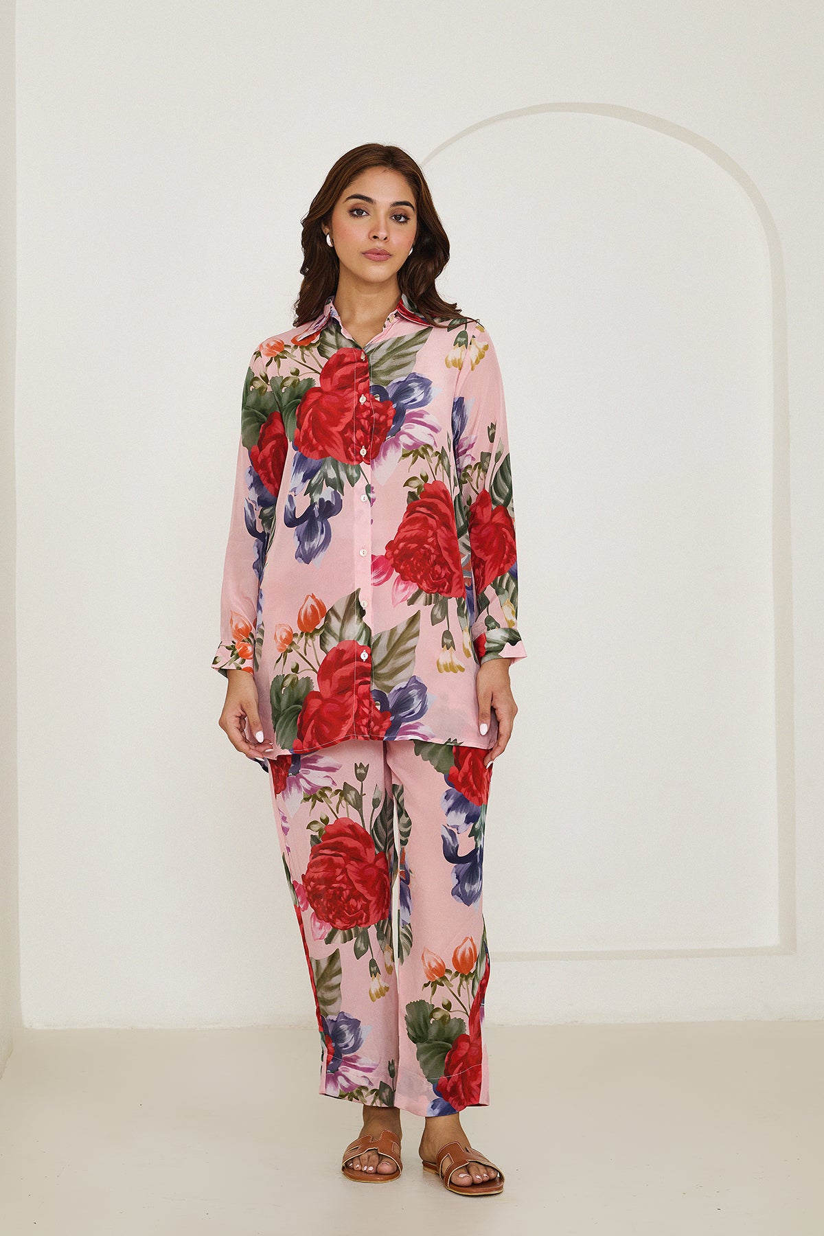 Peach Floral Co-ord Set - Set of 2