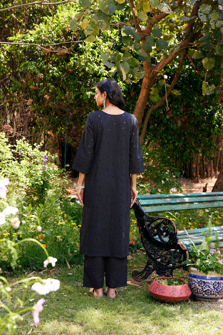 Noor Black Shifli Cotton Kurta-Set of 3