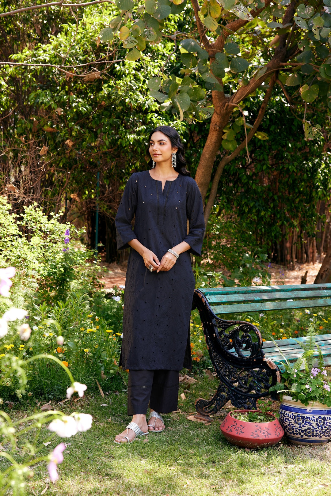 Noor Black Shifli Cotton Kurta-Set of 3
