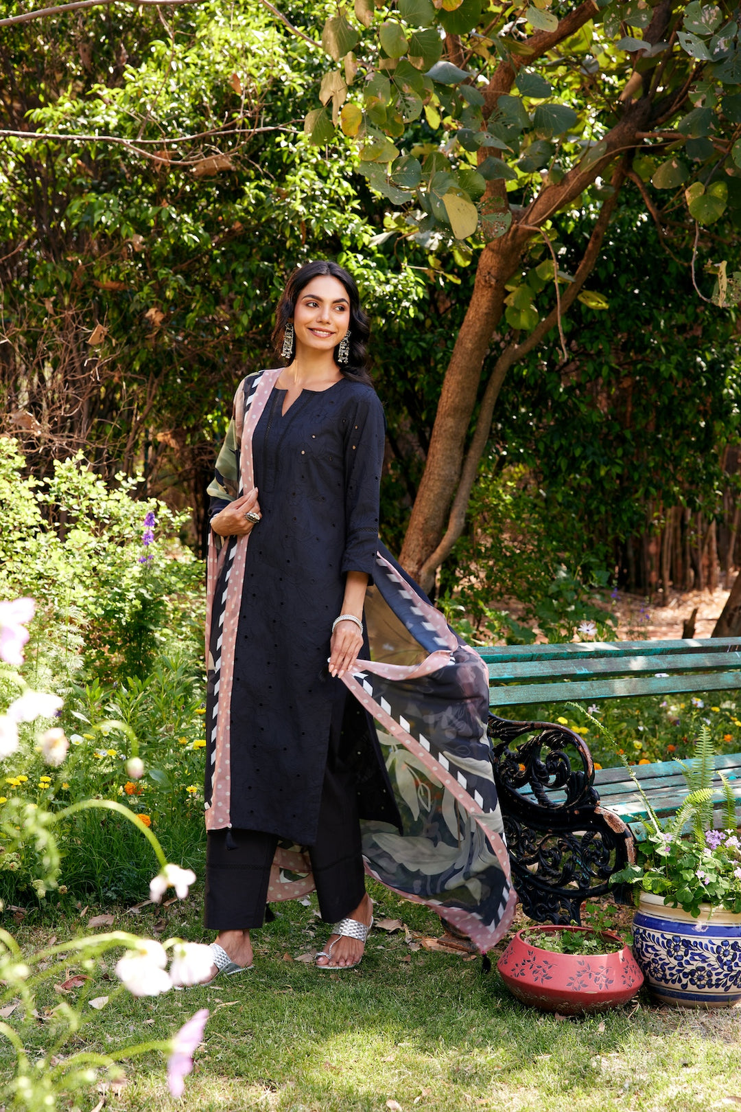 Noor Black Shifli Cotton Kurta-Set of 3