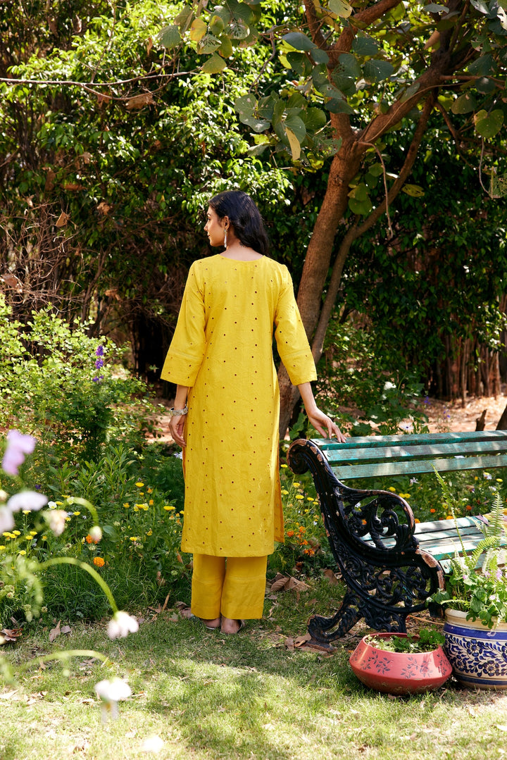 Noor Yellow Shifli Cotton Kurta-Set of 3