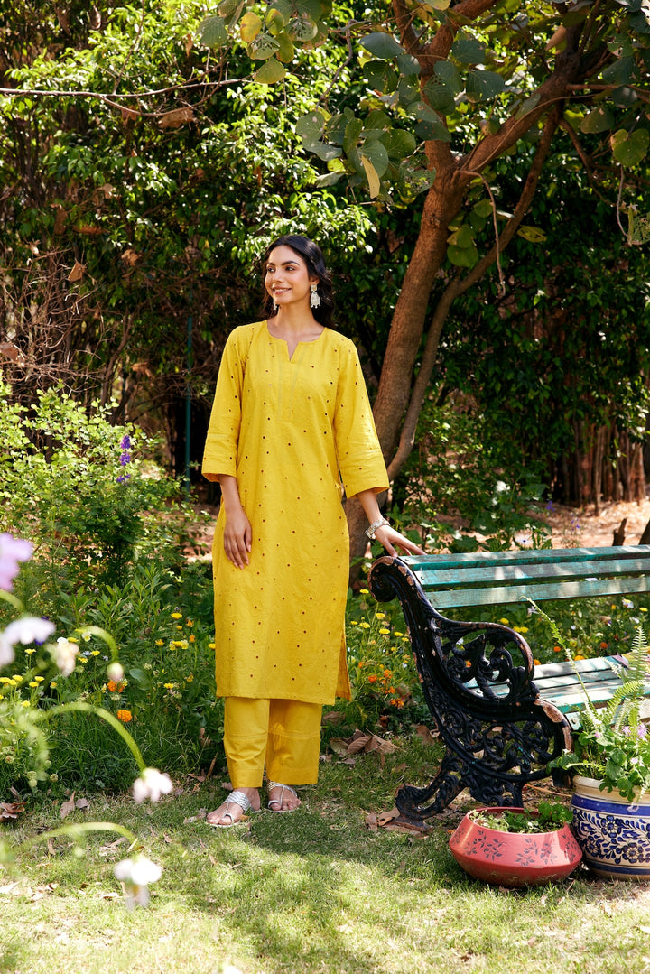 Noor Yellow Shifli Cotton Kurta-Set of 3
