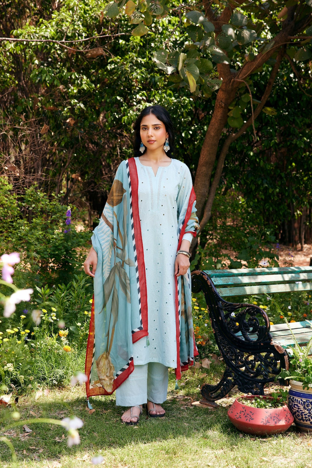 Partial Payment for Noor Aqua Blue Shifli Kurta-Set of 3 - XL (Pay 30% Now, Rest On Delivery) 1761741466-313