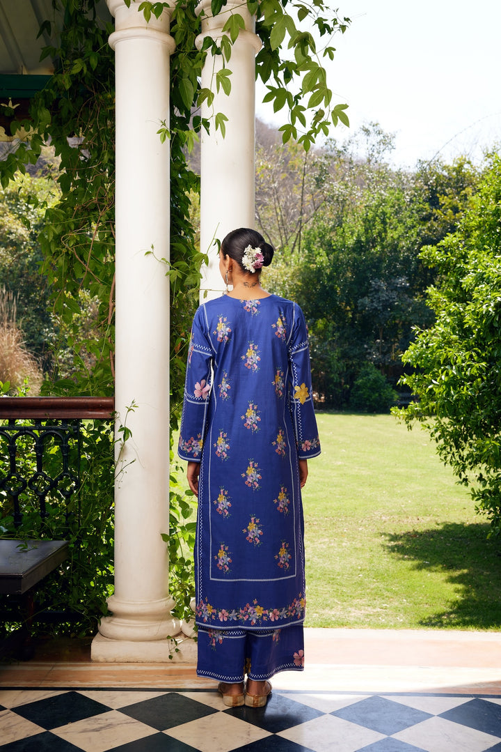 Gulzaar Blue Checked Kurta Set of 3