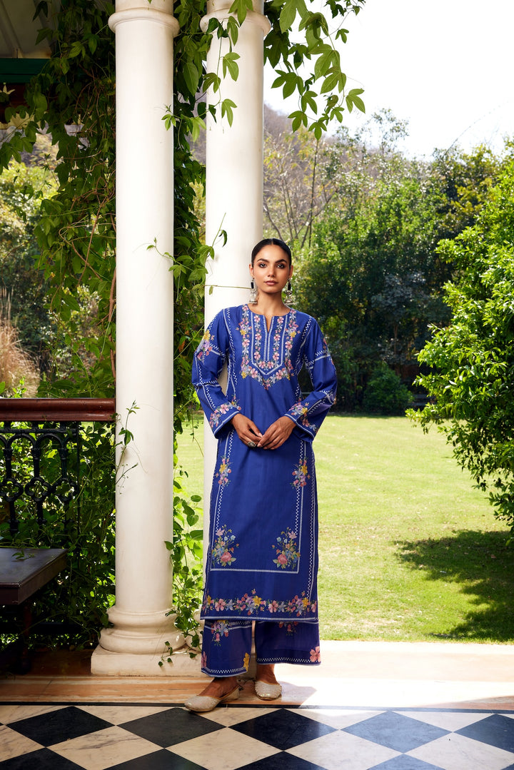Gulzaar Blue Checked Kurta Set of 3