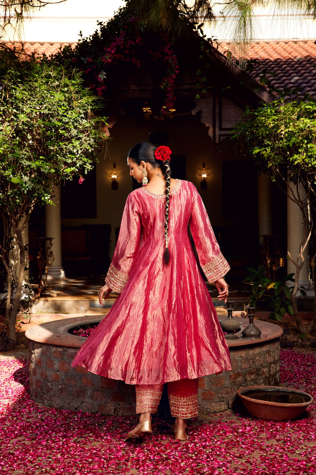 Pink Tissue Anarkali Inayat Kurta Set of 3