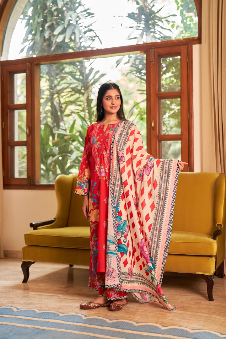 Dhwani Red White Kurta Set of 3