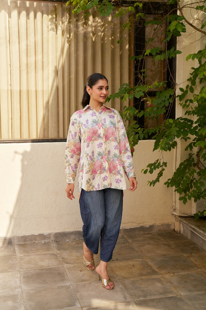 T.G.I.F ❤️ Ivory Floral Shirt