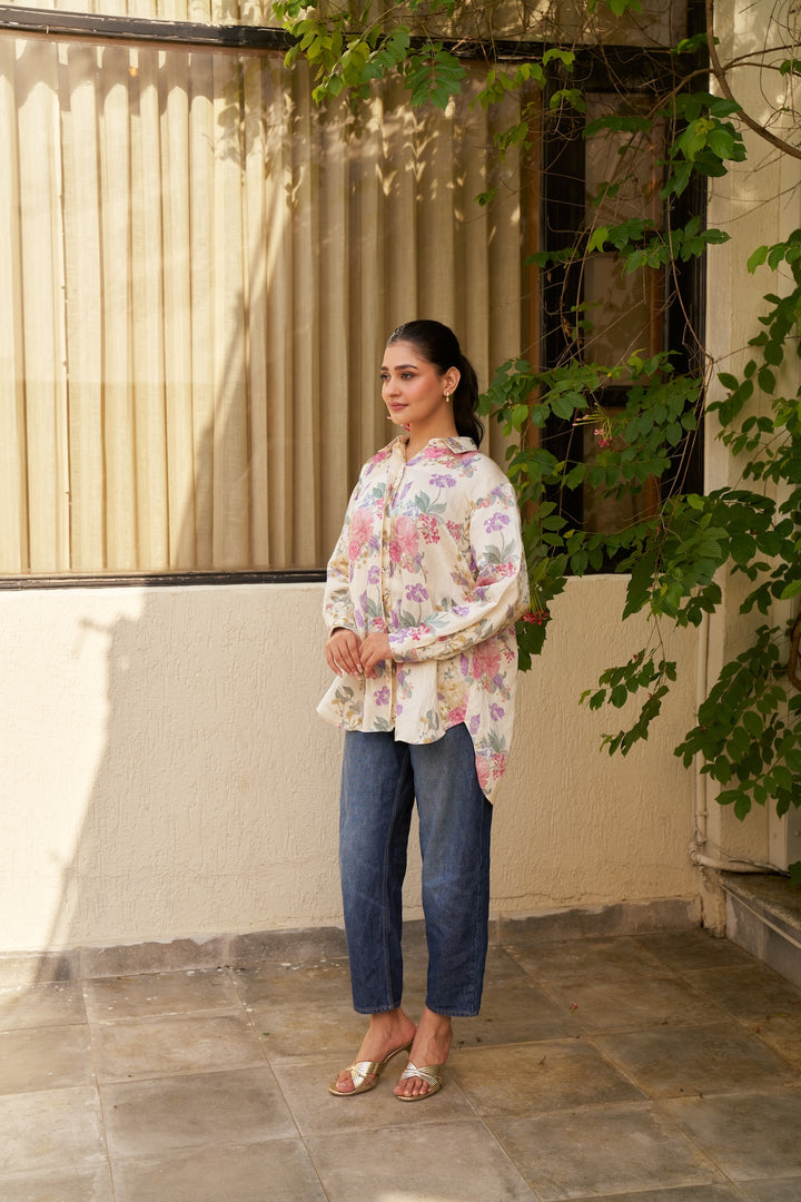 T.G.I.F ❤️ Ivory Floral Shirt