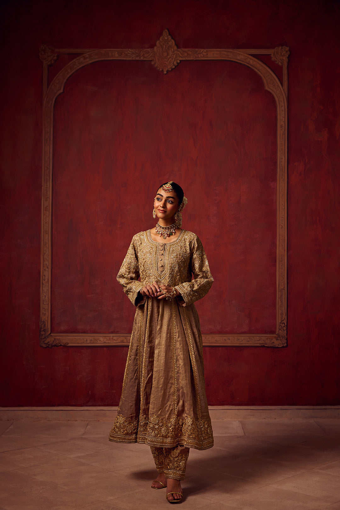 Lilac Tissue Anarkali Kurta Set of 3