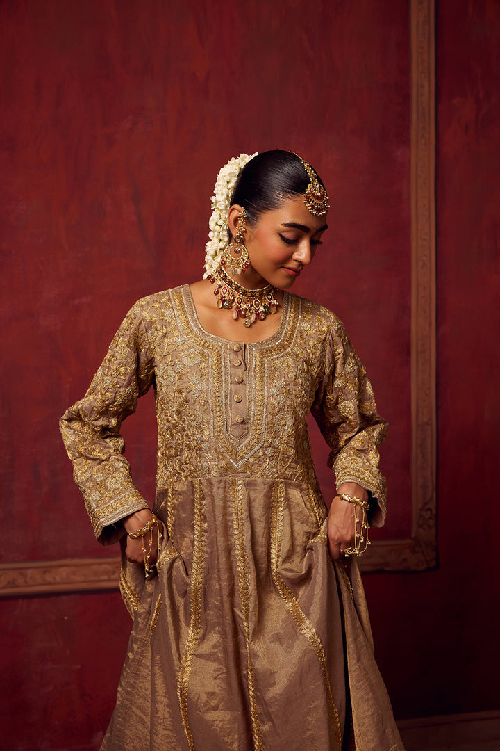Lilac Tissue Anarkali Kurta Set of 3