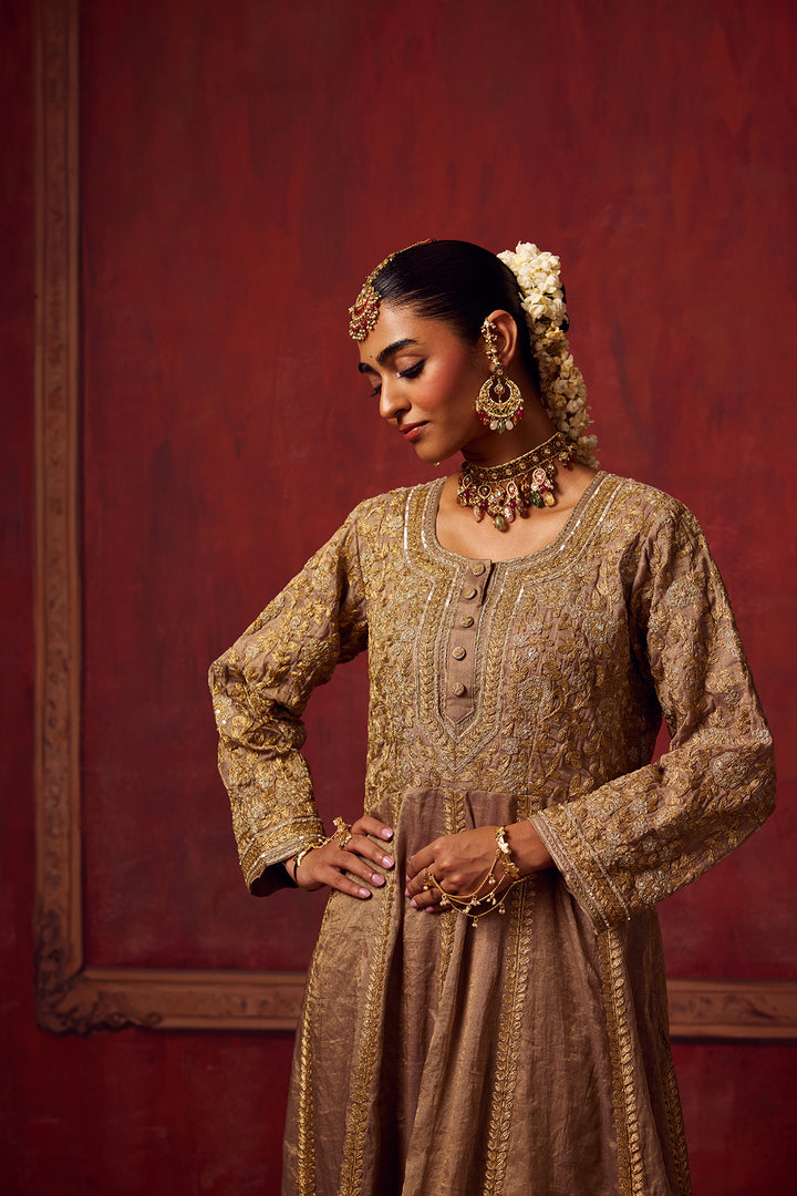 Lilac Tissue Anarkali Kurta Set of 3