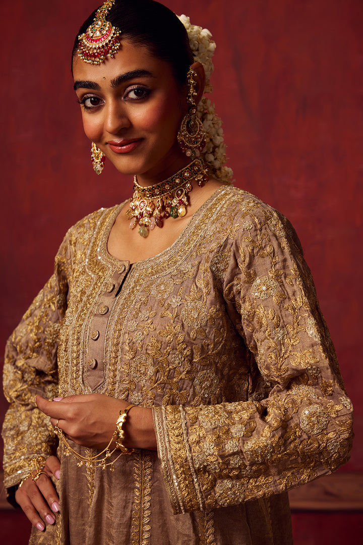 Lilac Tissue Anarkali Kurta Set of 3