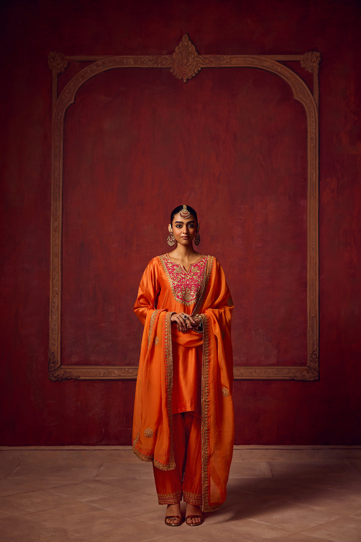 Raunaq Orange Pink Kurta Set of 3