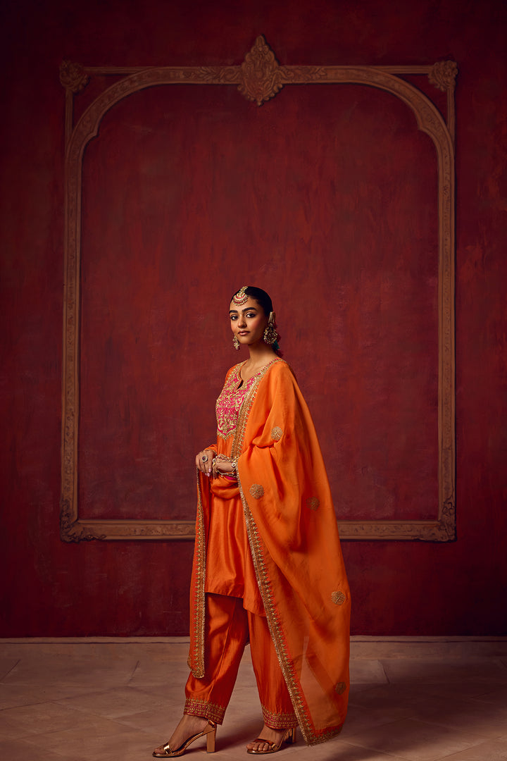 Raunaq Orange Pink Kurta Set of 3