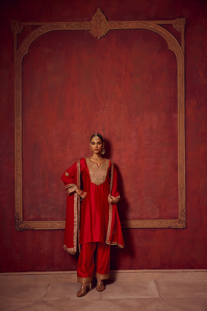 Raunaq Red Pink Kurta Set of 3