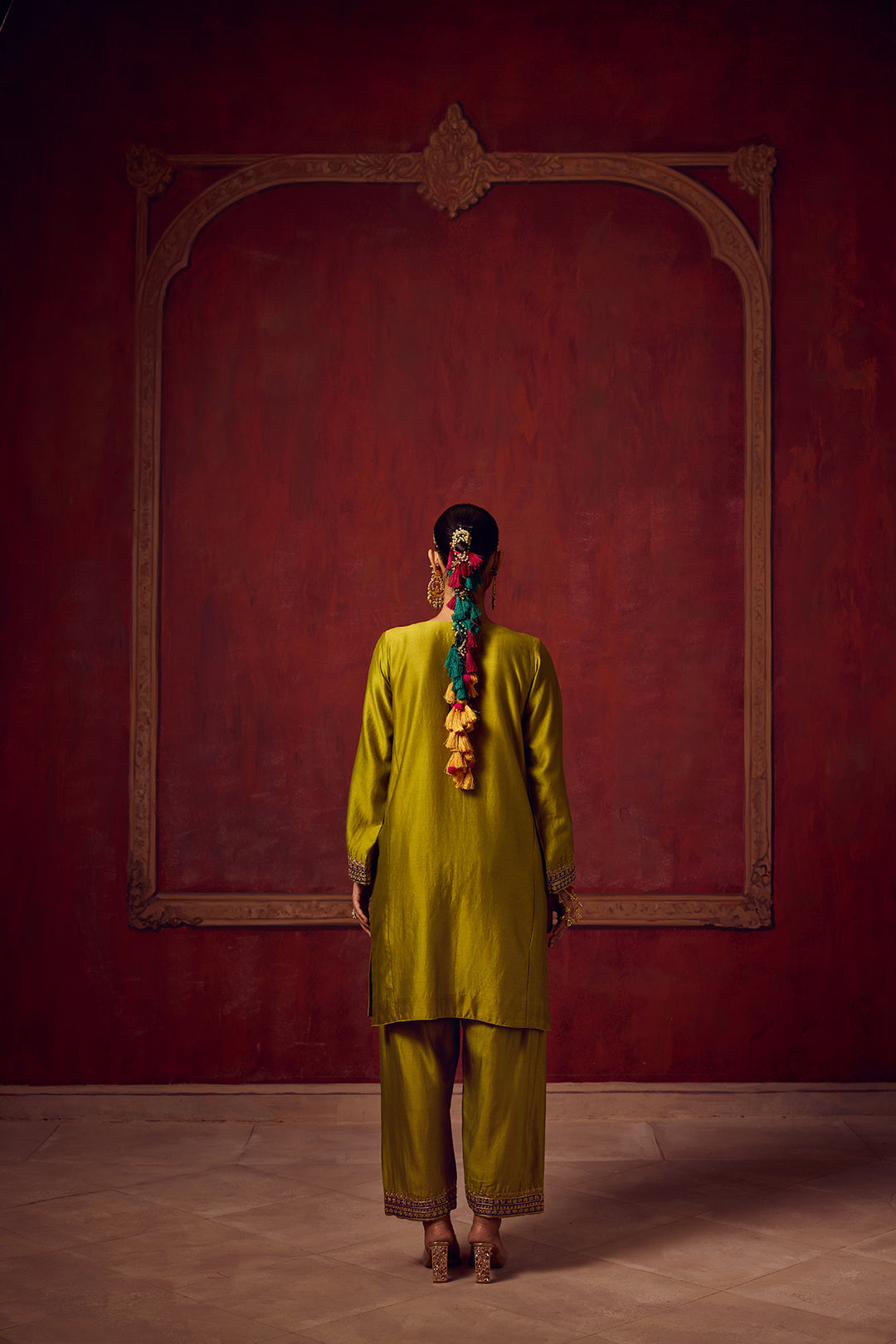 Raunaq Lime Green Purple Kurta Set of 3