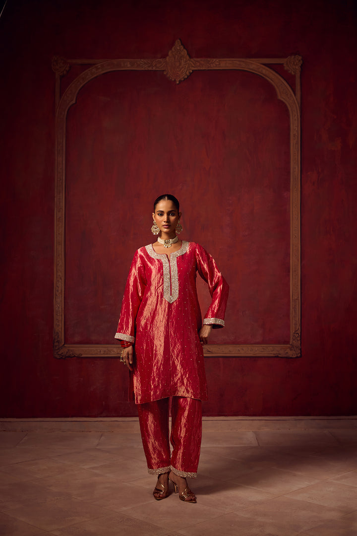 Kikli 2.0 Hot Pink Kurta Set with Orange Dupatta