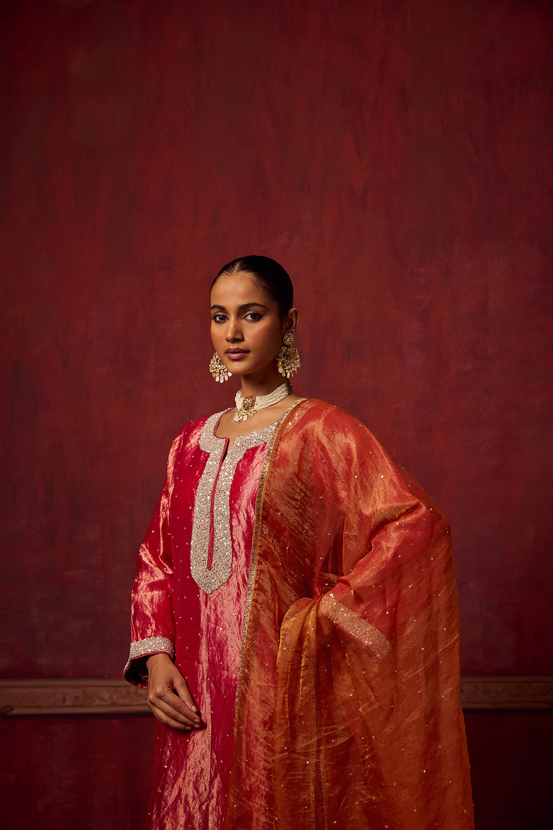 Kikli 2.0 Hot Pink Kurta Set with Orange Dupatta