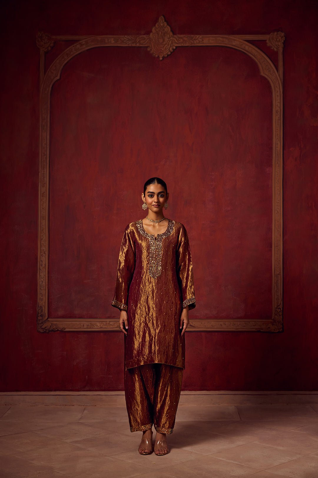Kikli 2.0 Brown Gold Kurta set of 3