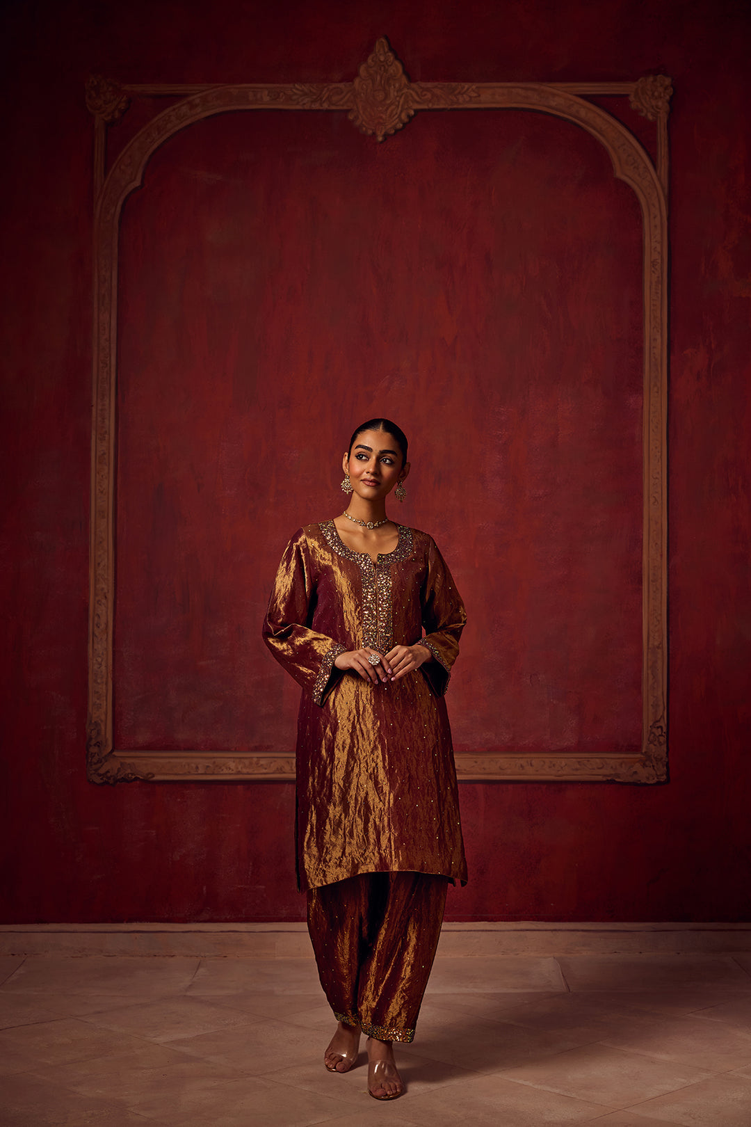 Kikli 2.0 Brown Gold Kurta set of 3