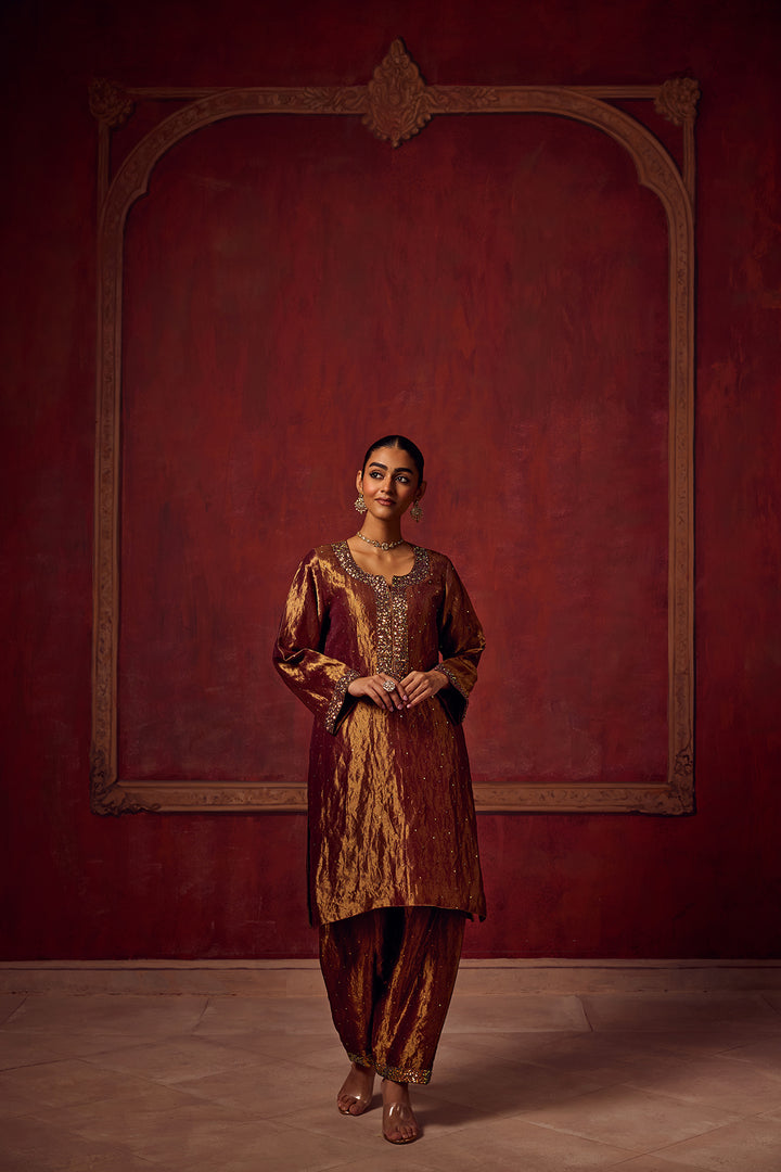 Kikli 2.0 Brown Gold Kurta set of 3