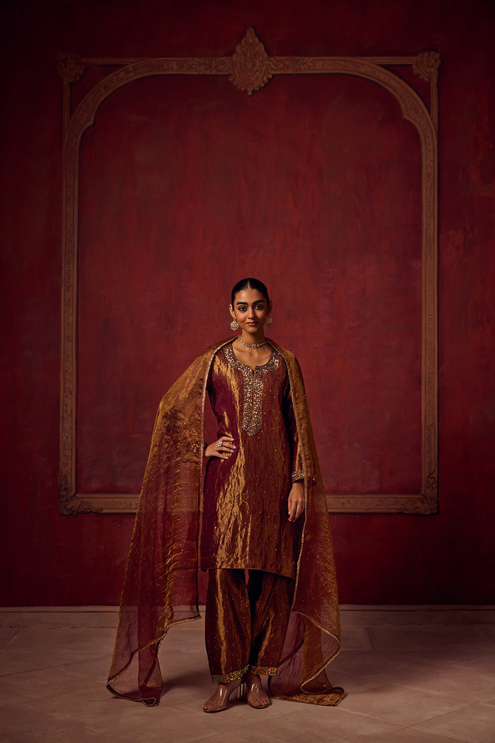 Kikli 2.0 Brown Gold Kurta set of 3