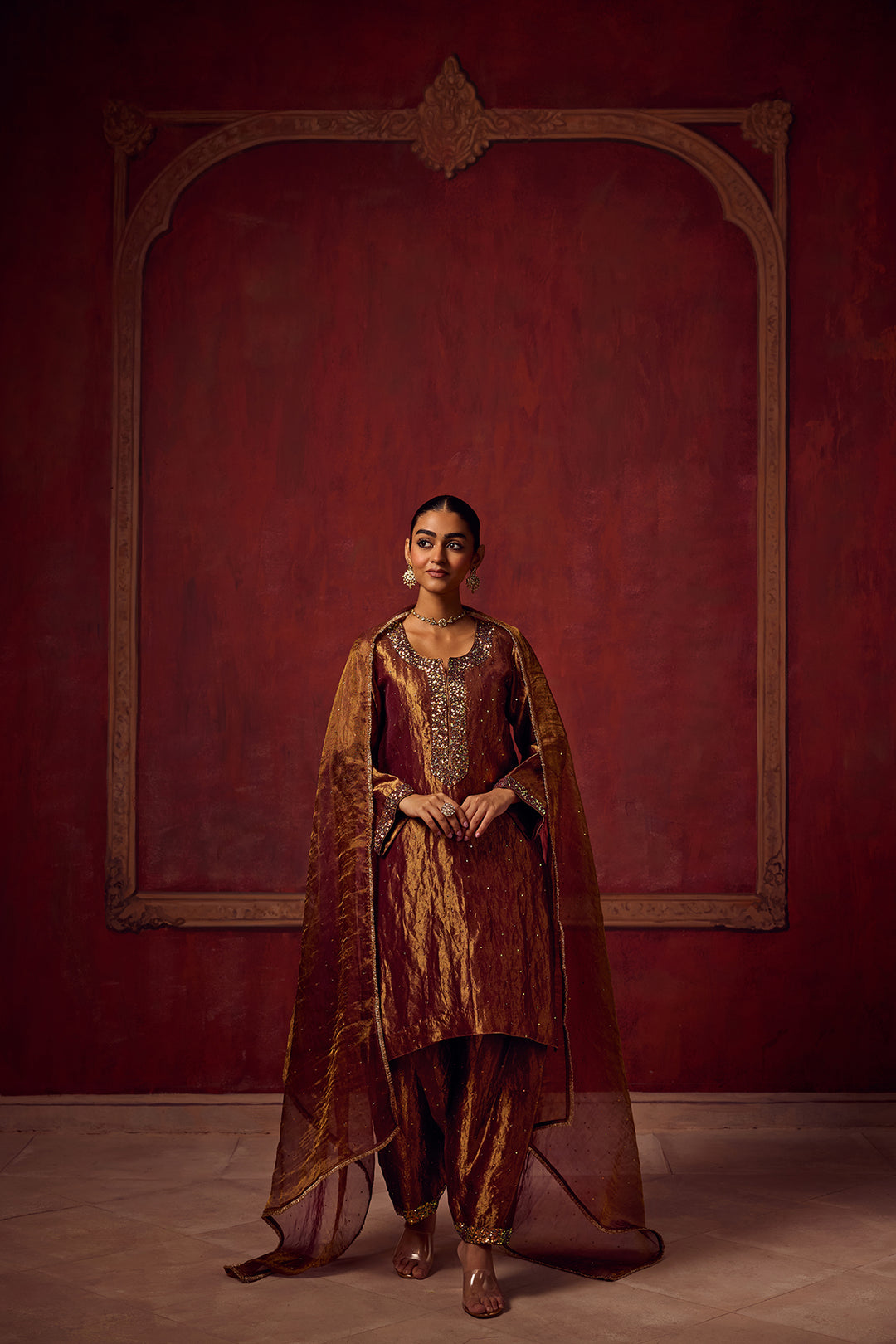 Kikli 2.0 Brown Gold Kurta set of 3