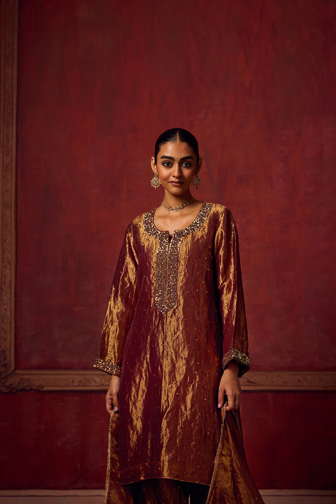 Kikli 2.0 Brown Gold Kurta set of 3