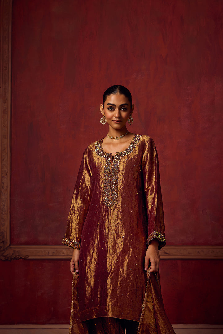 Kikli 2.0 Brown Gold Kurta set of 3
