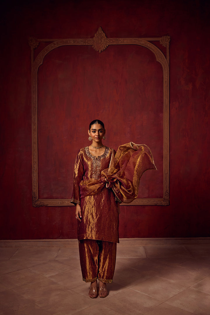 Kikli 2.0 Brown Gold Kurta set of 3