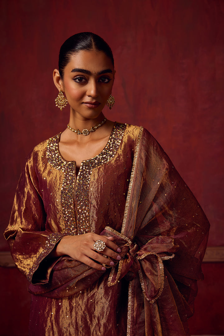 Kikli 2.0 Brown Gold Kurta set of 3