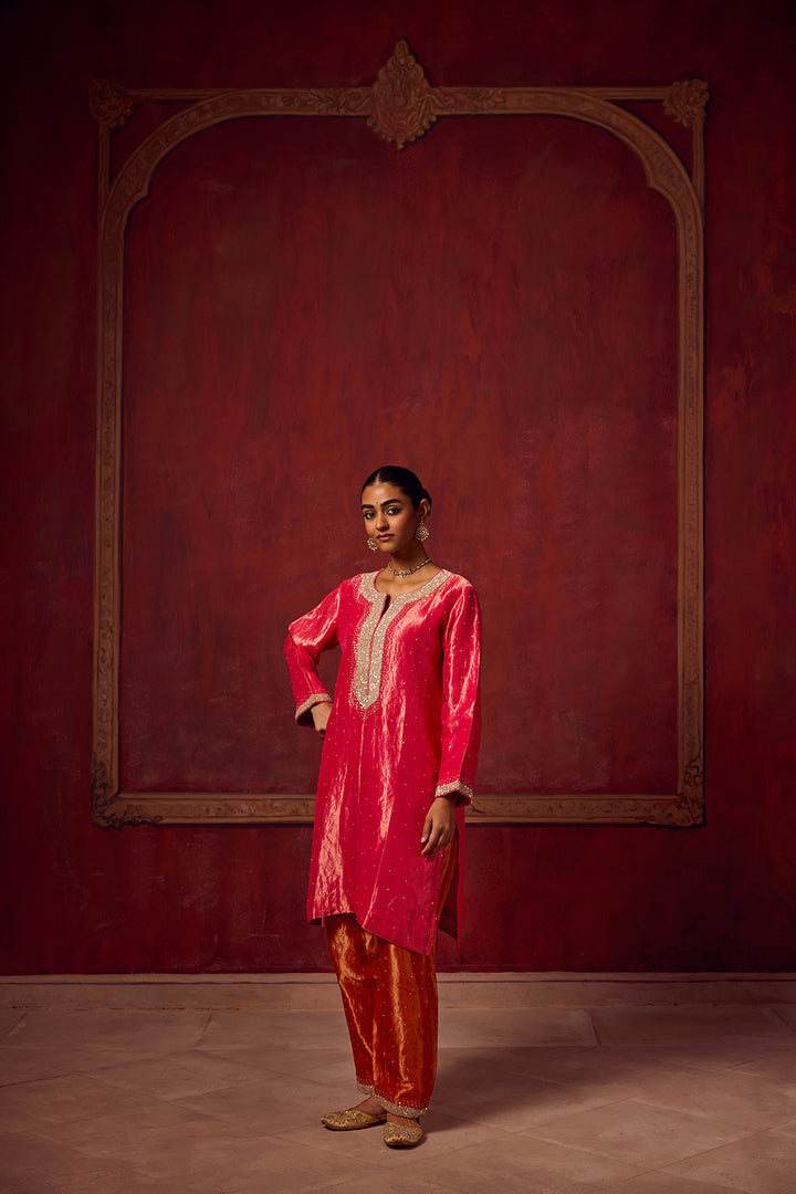 Kikli 2.0 Hot Pink Kurta with Orange Salwar and dupatta