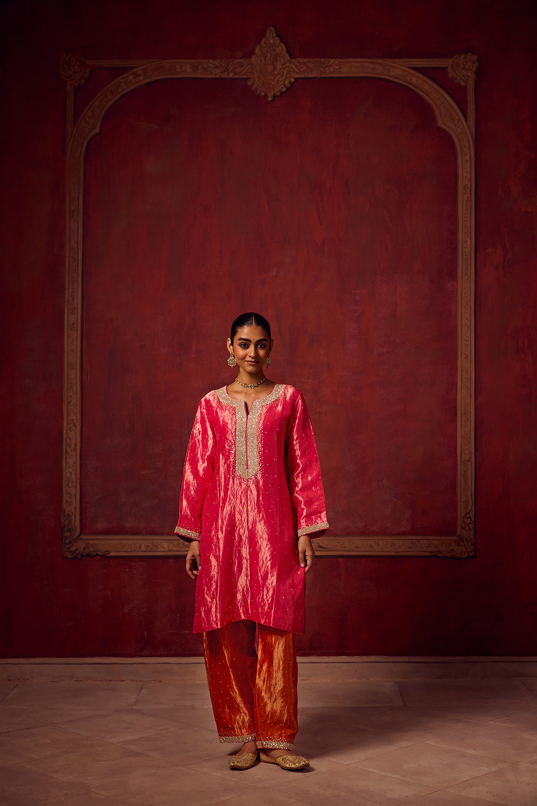 Kikli 2.0 Hot Pink Kurta with Orange Salwar and dupatta